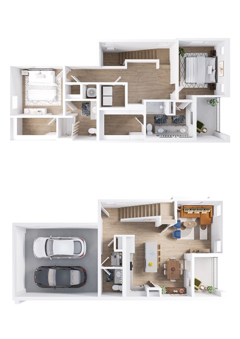Floor plan for 2 beds, 2.5 baths, 1814 sqft